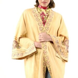 NWT Aratta Mustard Embroidered Terry Kimono